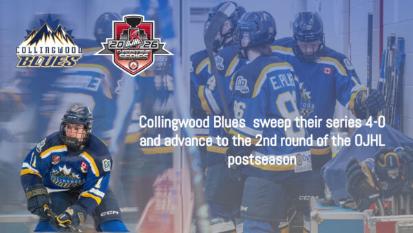 Collingwood Blues win their series 4-0 and advance to 2nd round of postseason
