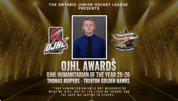 TRENTON’S KUIPERS NAMED OJHL HUMANITARIAN OF THE YEAR