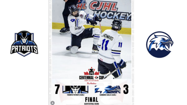 Centennial Cup quarter final…Toronto Patriots and the Canmore Eagles…a five-goal third period outburst wins it