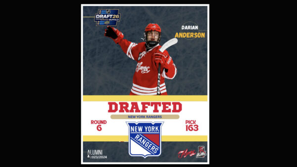 OJHL alumni Darian Anderson selected in the 6th round of the 2026 NHL draft to the New York Rangers.