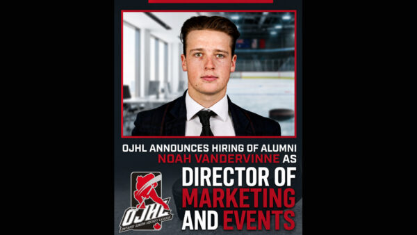 OJHL ANNOUNCES HIRING OF ALUMNI NOAH VANDERVINNE AS  DIRECTOR OF MARKETING AND EVENTS