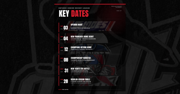 OJHL Announces Key Dates and Full 2026-27 Regular-Season Schedule