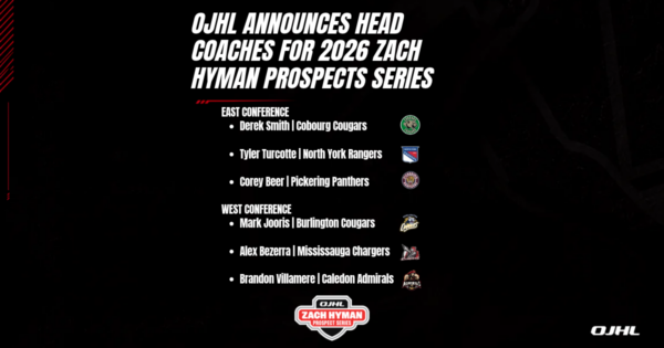 OJHL ANNOUNCES COACHING SELECTIONS FOR 2026 ZACH HYMAN PROSPECTS SERIES